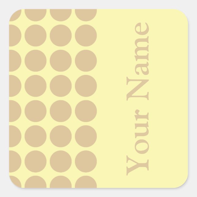 Blonde Cream Neutral Dots with name text Square Sticker (Front)