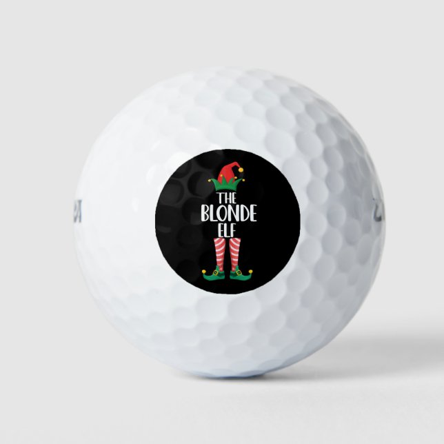 Blonde Elf Matching Family Christmas Party Elf Golf Balls (Front)