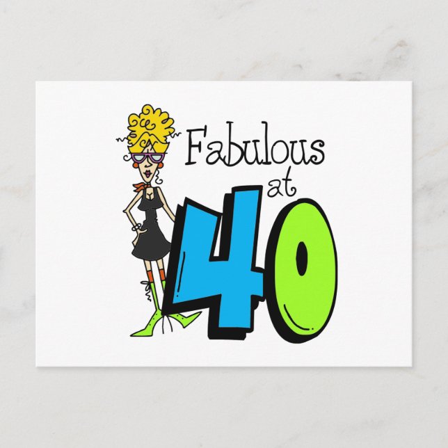 Blonde Fabulous at 40 Birthday Postcard (Front)