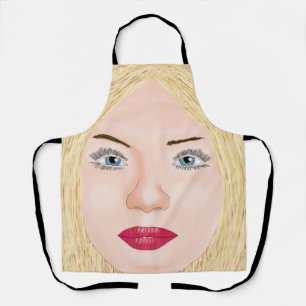 Blonde Face Line Art and Oil Painting Apron