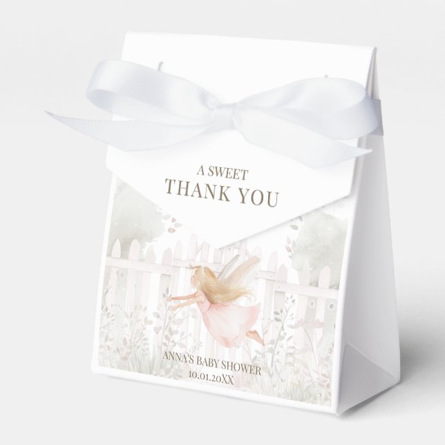 Blonde Fairy Baby Shower Thank You Favor Box (Front Side)