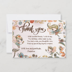 Blonde Fairy Birthday Enchanted Forest Thank You Card