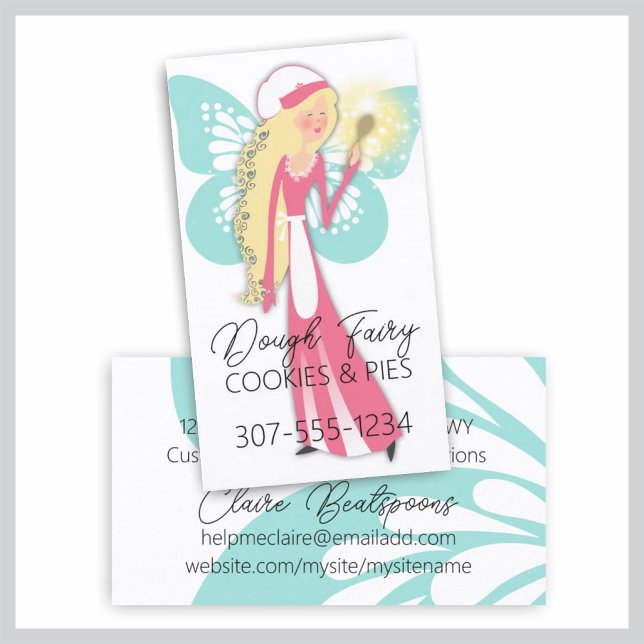 Blonde fairy magic spoon baking bakery pastry chef business card (Creator Uploaded)
