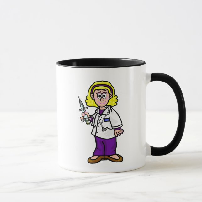 Blonde Female Doctor with Syringe Mug (Right)