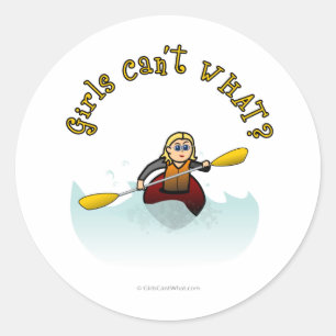 Blonde Female Kayaker Classic Round Sticker