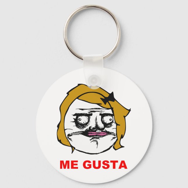 Blonde Female Me Gusta Comic Rage Face Meme Keychain (Front)