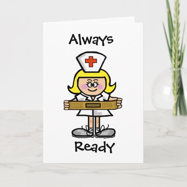Blonde Female Nurse Greeting Card  Customize It. (Front)