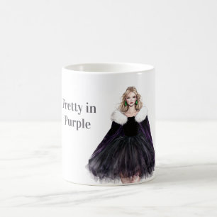 Blonde Female Pretty in Purple Dress Coffee Mug