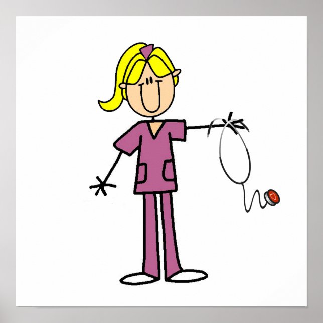 Blonde Female Stick Figure Nurse T-shirts Poster