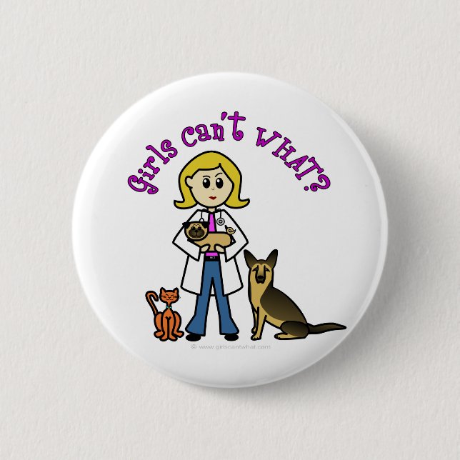 Blonde Female Veterinarian 2 Inch Round Button (Front)