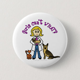 Blonde Female Veterinarian 2 Inch Round Button