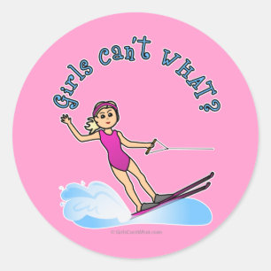 Blonde Female Water Skier Classic Round Sticker