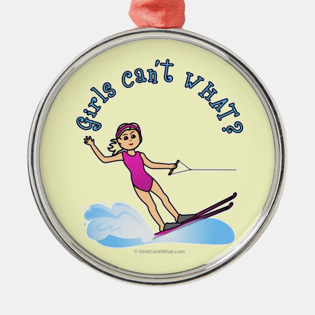 Blonde Female Water Skier Metal Ornament (Front)