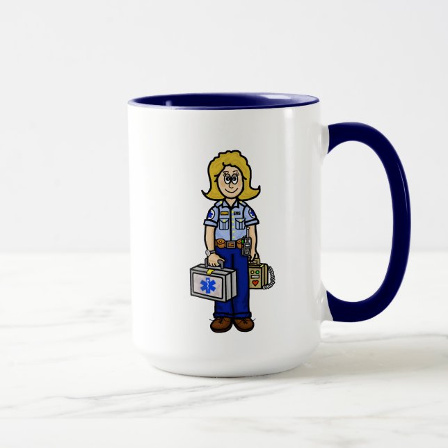 Blonde Femme EMS Travailleur Nom personnalisé Mug (Droite)