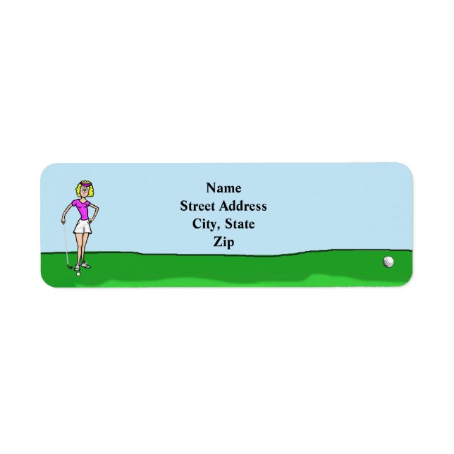 Blonde Femme Golfer Adresse de retour Label (Devant)