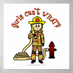 Blonde Firefighter Girl Poster
