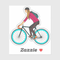 Blonde Fixie Girl Sticker_3x3