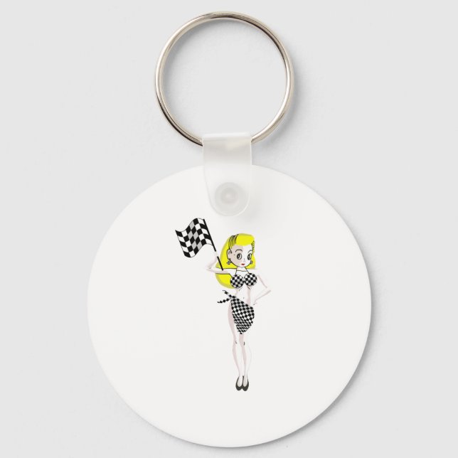 Blonde Flag Girl Keychain (Front)