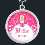 Blonde Fuchsia Wedding Bride's Necklace<br><div class="desc">Keepsake Necklaces Choose either Silver Plated Gold Finish or Sterling Silver Unique Personalized Custom !st Christmas Gift Wedding Keepsake Wedding Party Necklaces - to change background colour - click customize - click edit - choose last tool in drop down menu and choose from one of the colours shown or enter...</div>