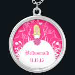 Blonde Fuchsia Wedding Bridesmaid Necklace<br><div class="desc">Bridesmaid Necklace Wedding Party Gifts Wedding Keepsake Wedding Party Necklaces - to change background colour - click customize - click edit - choose last tool in drop down menu and choose from one of the colours shown or enter your rgb hex code for your custom wedding colour- to change font...</div>