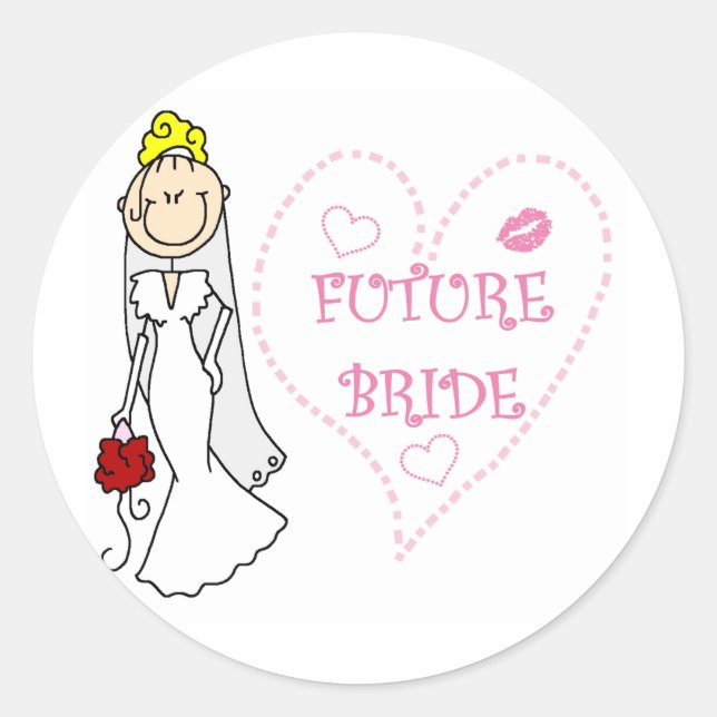 Blonde Future Bride T-shirts and Gifts Classic Round Sticker (Front)