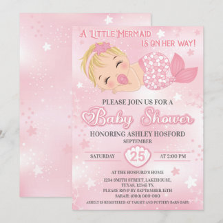 Blonde Girl Baby Shower Invitation | Baby Mermaid