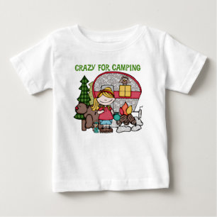 Blonde Girl Crazy For Camping Baby T-Shirt