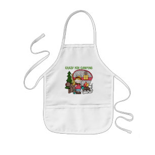 Blonde Girl Crazy For Camping Kids Apron