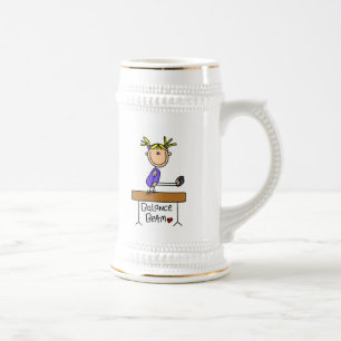 Blonde Girl Gymnast on Balance Beam Beer Stein