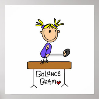 Blonde Girl Gymnast on Balance Beam Poster