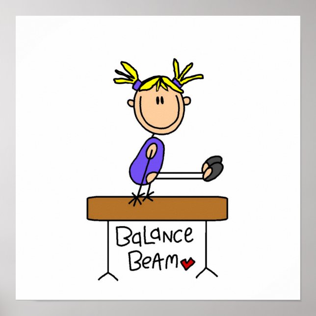 Blonde Girl Gymnast on Balance Beam Poster (Front)