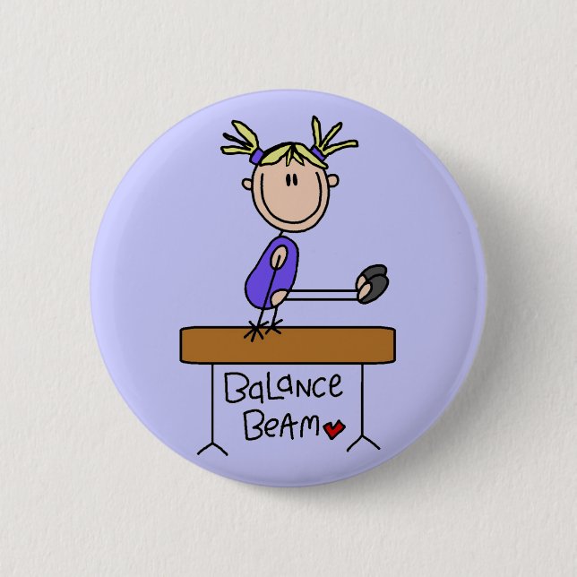 Blonde Girl Gymnast on Beam Tshirts and Gifts 2 Inch Round Button (Front)