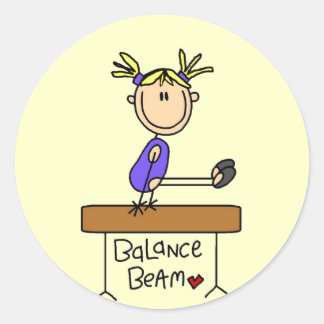 Blonde Girl Gymnast on Beam Tshirts and Gifts Classic Round Sticker
