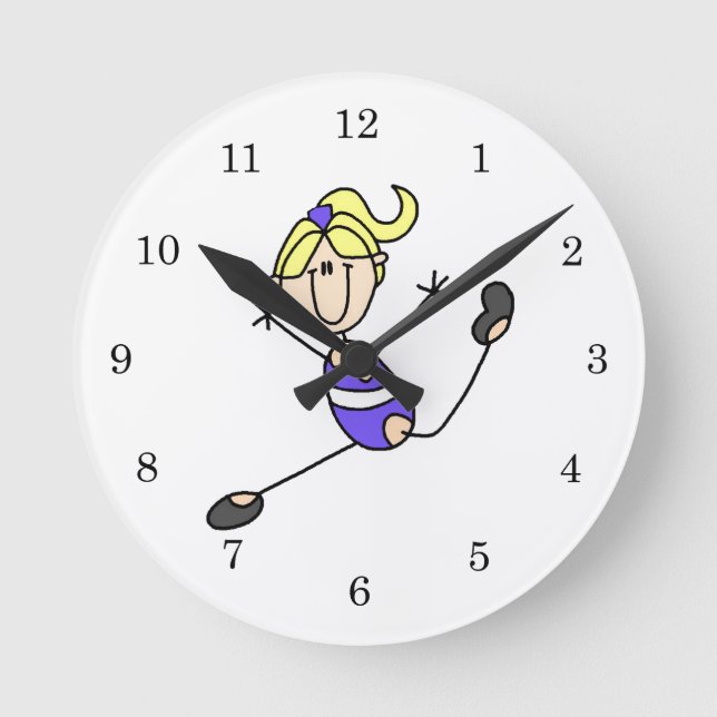 Blonde Girl Gymnast Round Clock (Front)