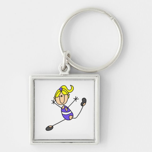 Blonde Girl Gymnastics T-shirts and Gifts Keychain (Front)