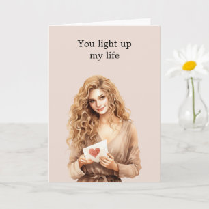 Blonde Girl Heart Light Bulb Light Up My Life   Card