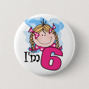 Blonde Girl I'm Six 2 Inch Round Button