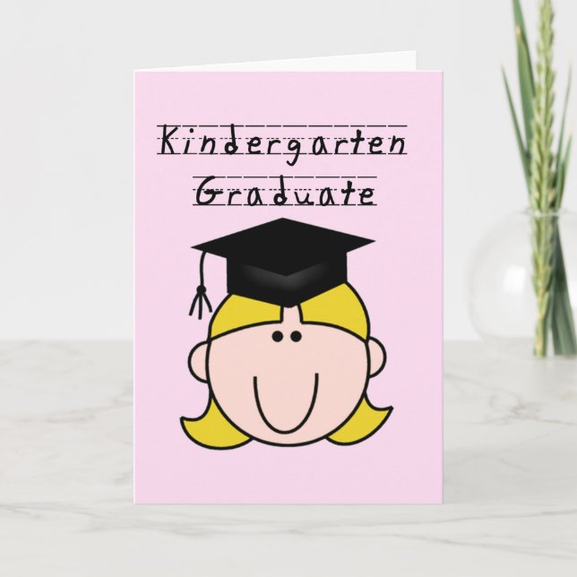Blonde Girl Kindergarten Graduate Card (Front)