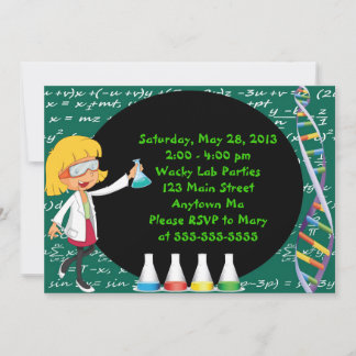 Blonde Girl Mad Scientist Party Invitation