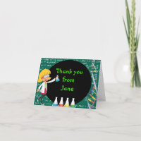Blonde Girl Mad Scientist Thank You Note Card
