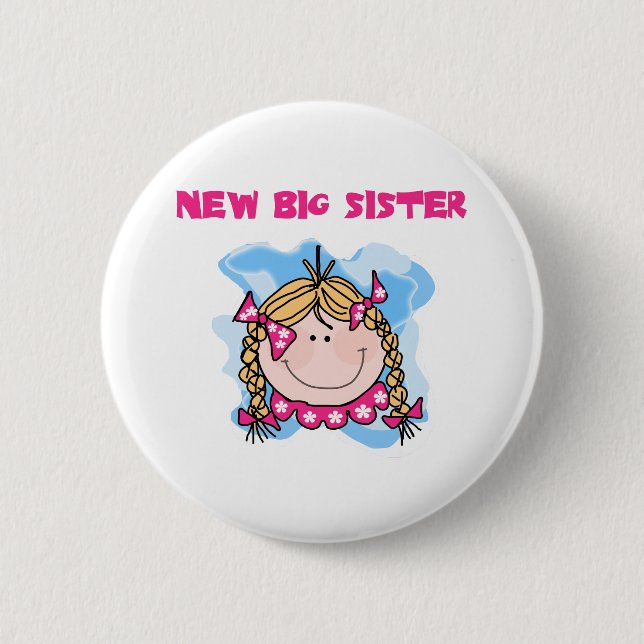 Blonde Girl New Big Sister 2 Inch Round Button (Front)