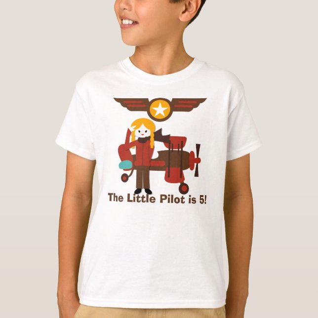 Blonde Girl Pilot Birthday Custom T-shirt (Front)