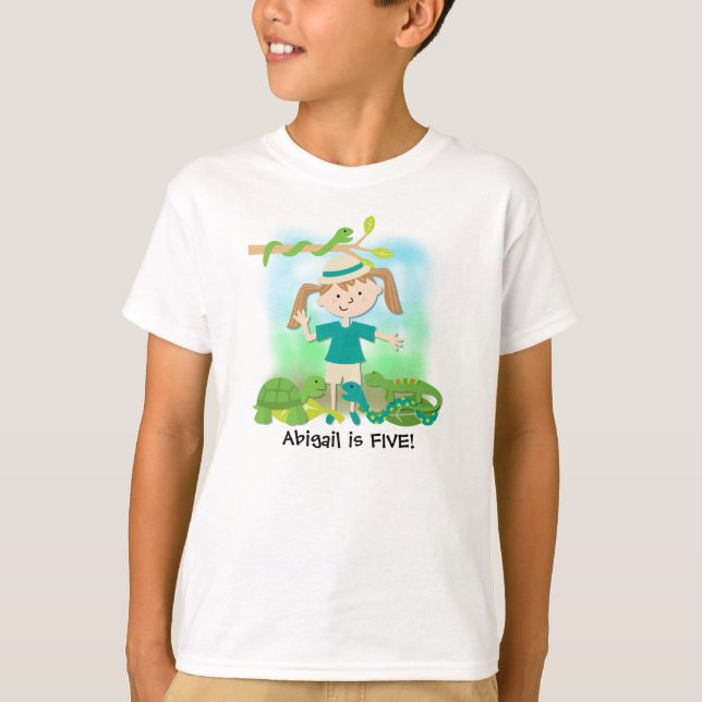 Blonde Girl Safari Birthday Customized Tshirt (Front)