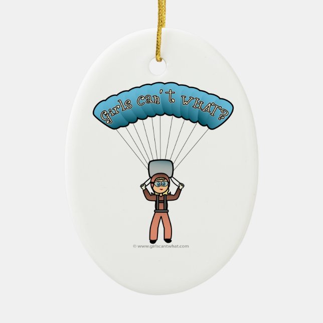 Blonde Girl Sky Diver Ceramic Ornament (Front)