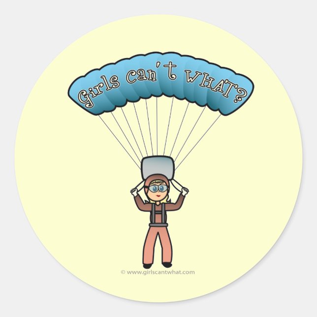 Blonde Girl Sky Diver Classic Round Sticker (Front)