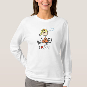Blonde Girl Stick Figure I Love Soccer Gifts T-Shirt