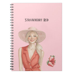 Blonde Girl Strawberry Red Notebook