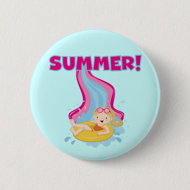 Blonde Girl Summer 2 Inch Round Button (Front)