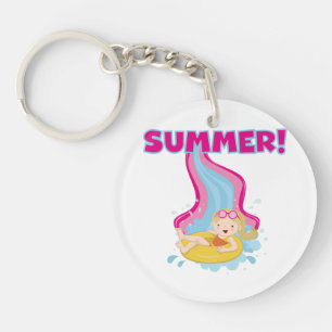 Blonde Girl Summer Keychain