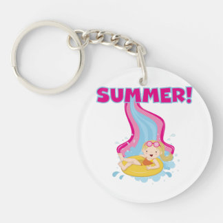 Blonde Girl Summer Keychain